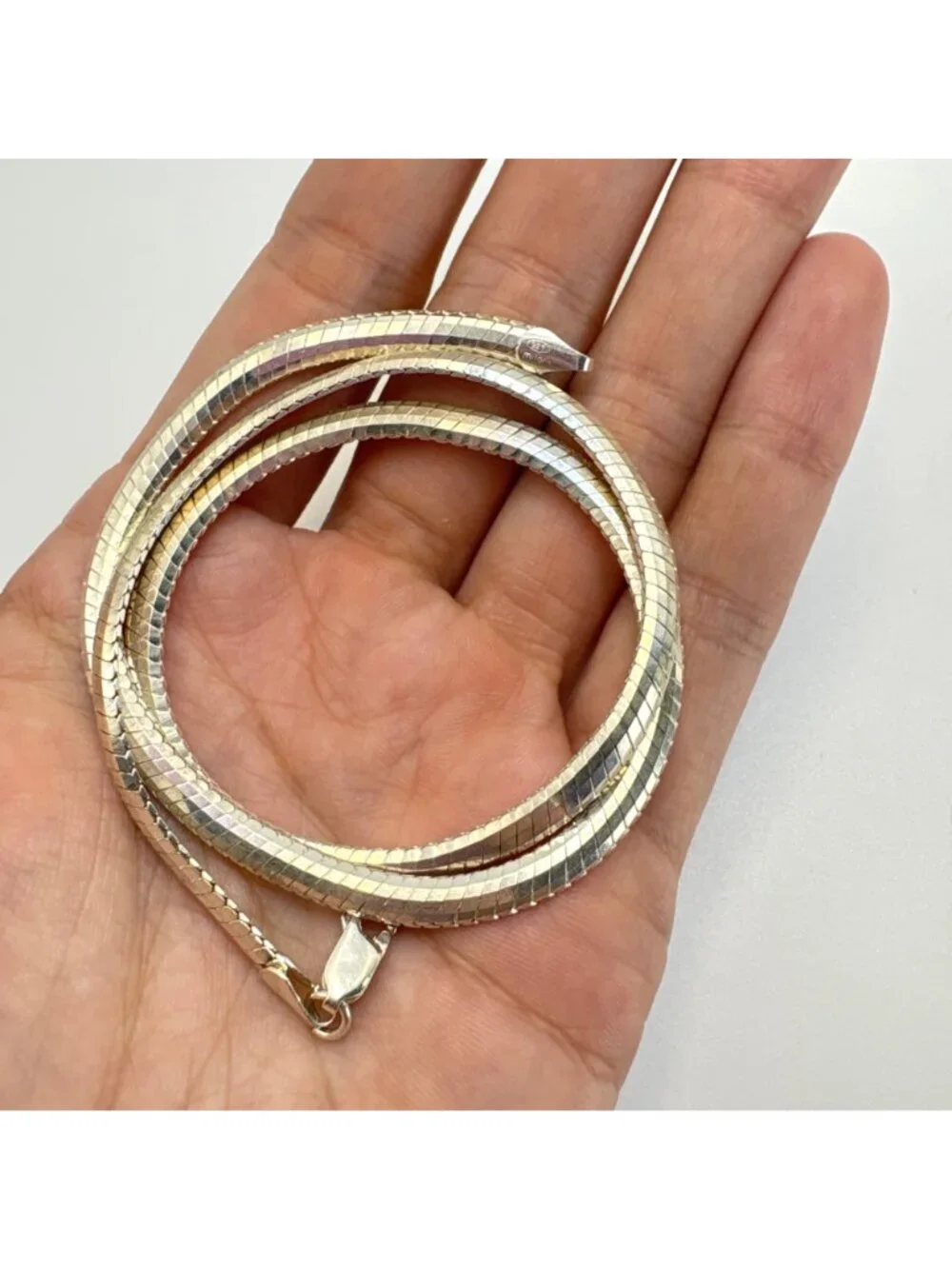 Flexible Low Dome Omega Herringbone Chain 925 Sterling Silver 4.5mm Wide 18